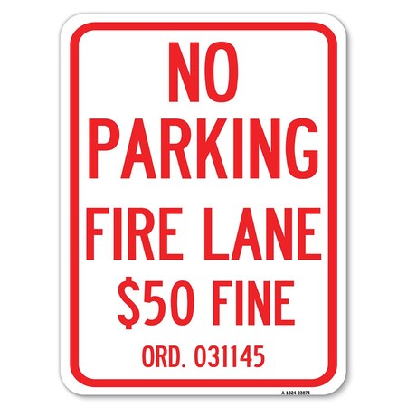 Missouri No Parking Fire Lane $50 Fine Heavy-Gauge Aluminum Rust Proof Parking Sign